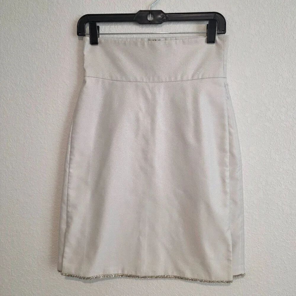 Thakoon Structured Front Flap Pencil Skirt w/ Metallic Trim Sz 2